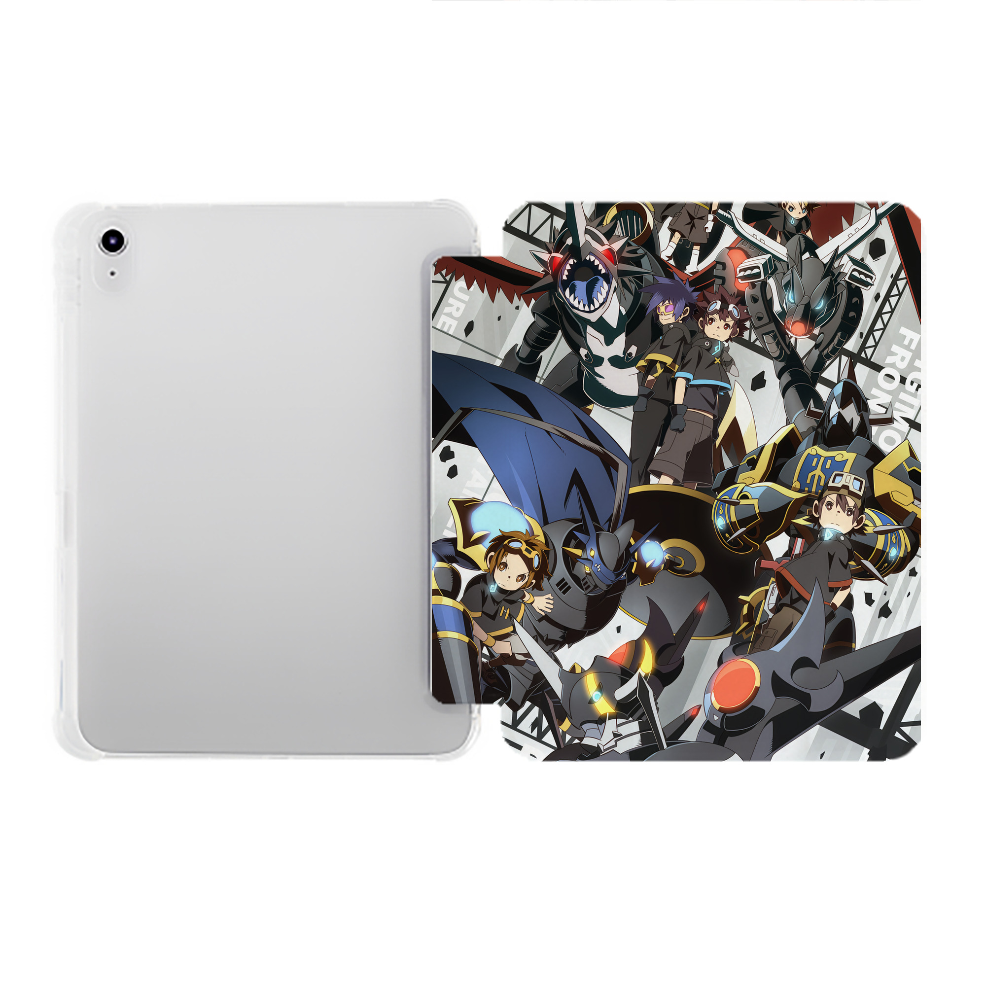 （画像用） Digimon デジタルモンスター/デジモン IPad ケース ペン収納付き 三つ折りスタンド PUレザー×シリコン 対応機種9.5/10.5/10.9インチ
